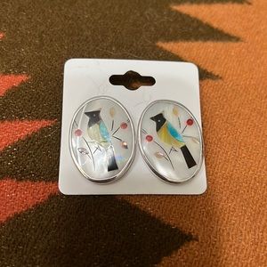 Rare pair of Vintage sterling Zuni style inlay earrings.
